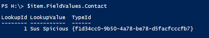 screenshot of specific contact value
