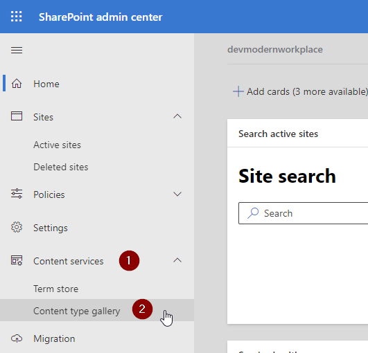 SharePoint admin center