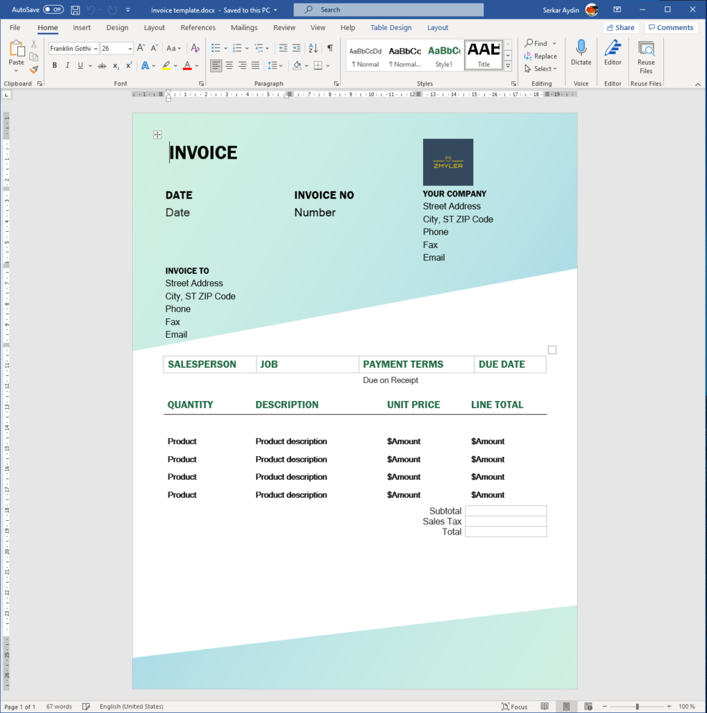 Invoice template