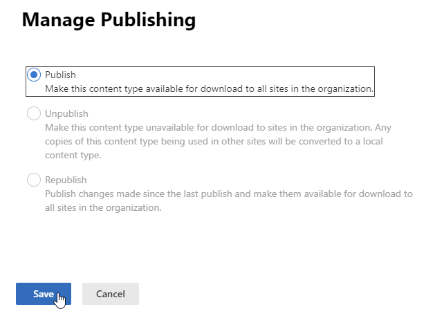 Publish content types