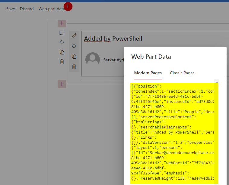 webpart code from web part data
