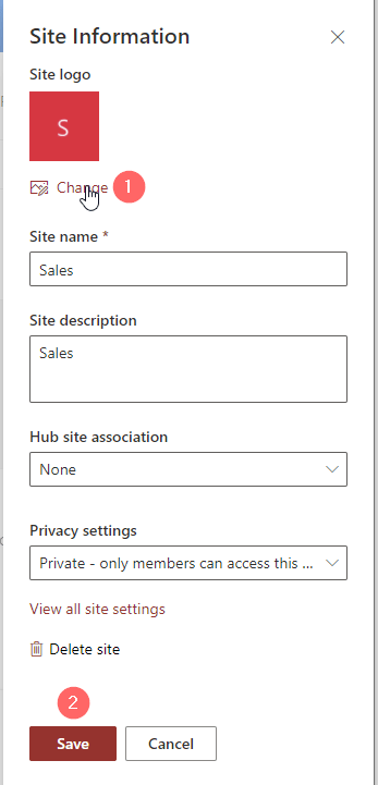 Change the SharePoint site logo with GUI