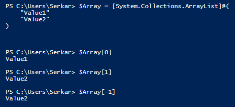 PowerShell standard arrays 