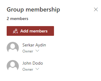 Screenshot of group membership permissions