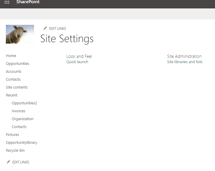 Screenshot of site settings as a site owner