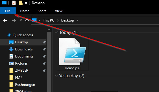 Windows explorer with a bar towards file