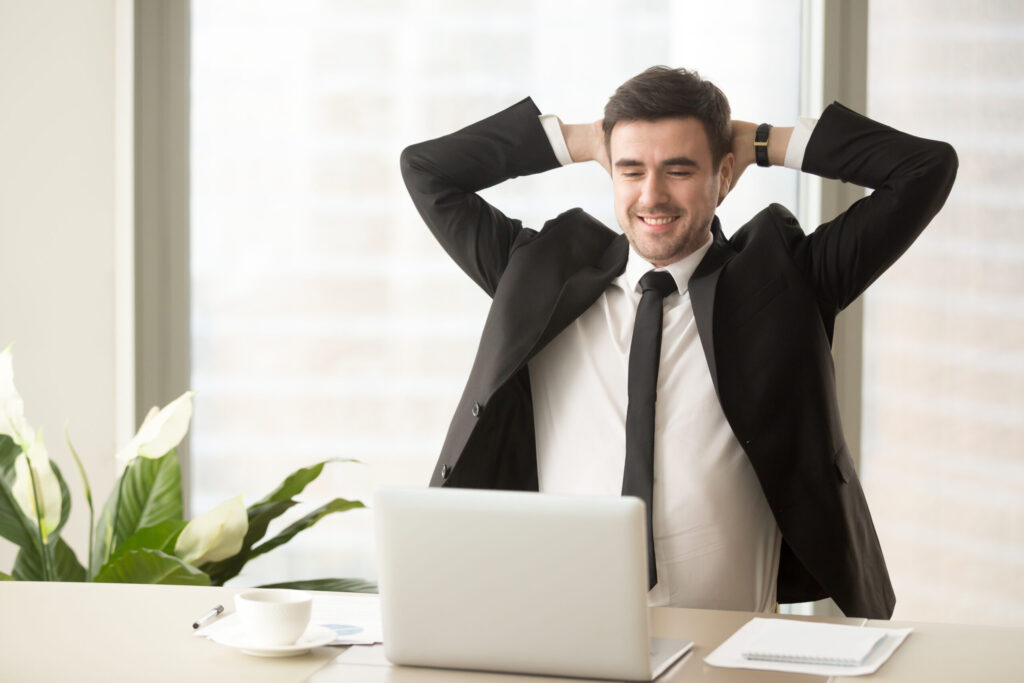 Relaxed employee, who is just relaxing