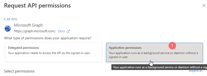 API Permission for Application Permissions