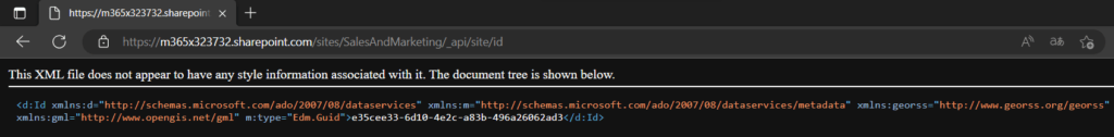 Screenshot of the SharePoint site Id