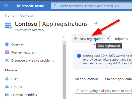 Screenshot of new enterprise app registration