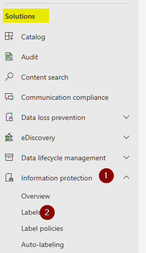 screenshot of Azure purview portal showing the protection selection