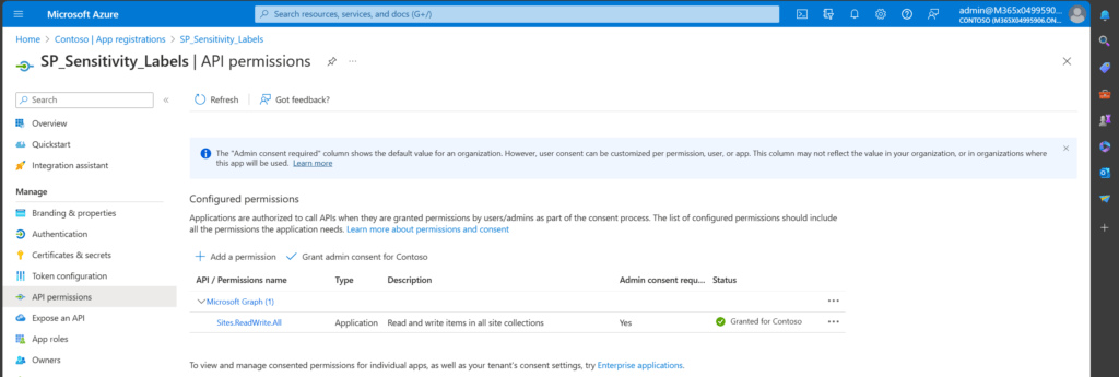 Azure App Registration with MSGraph permission
