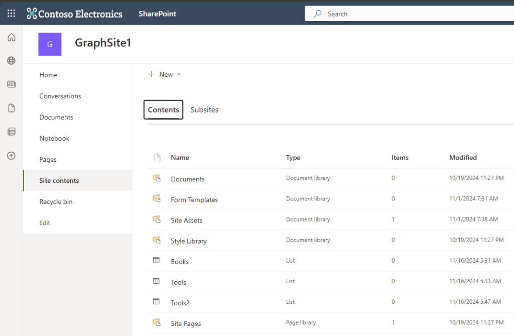 SharePoint List created with MS Graph