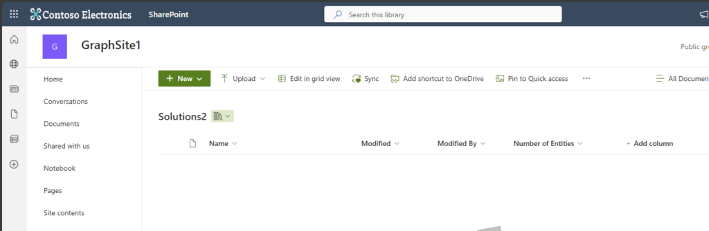 Example for a SharePoint Library created with a number column