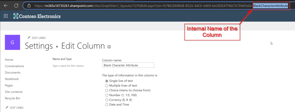 Internal Name of a SharePoint Column