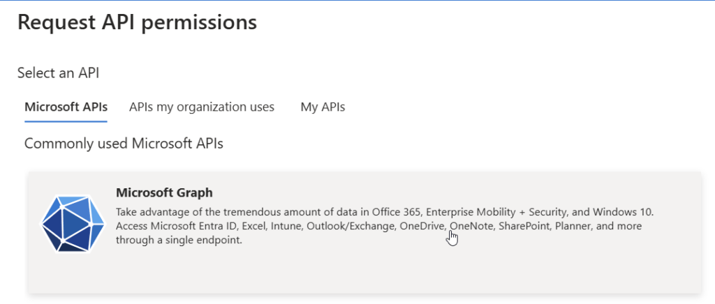 Request API Permissions Page